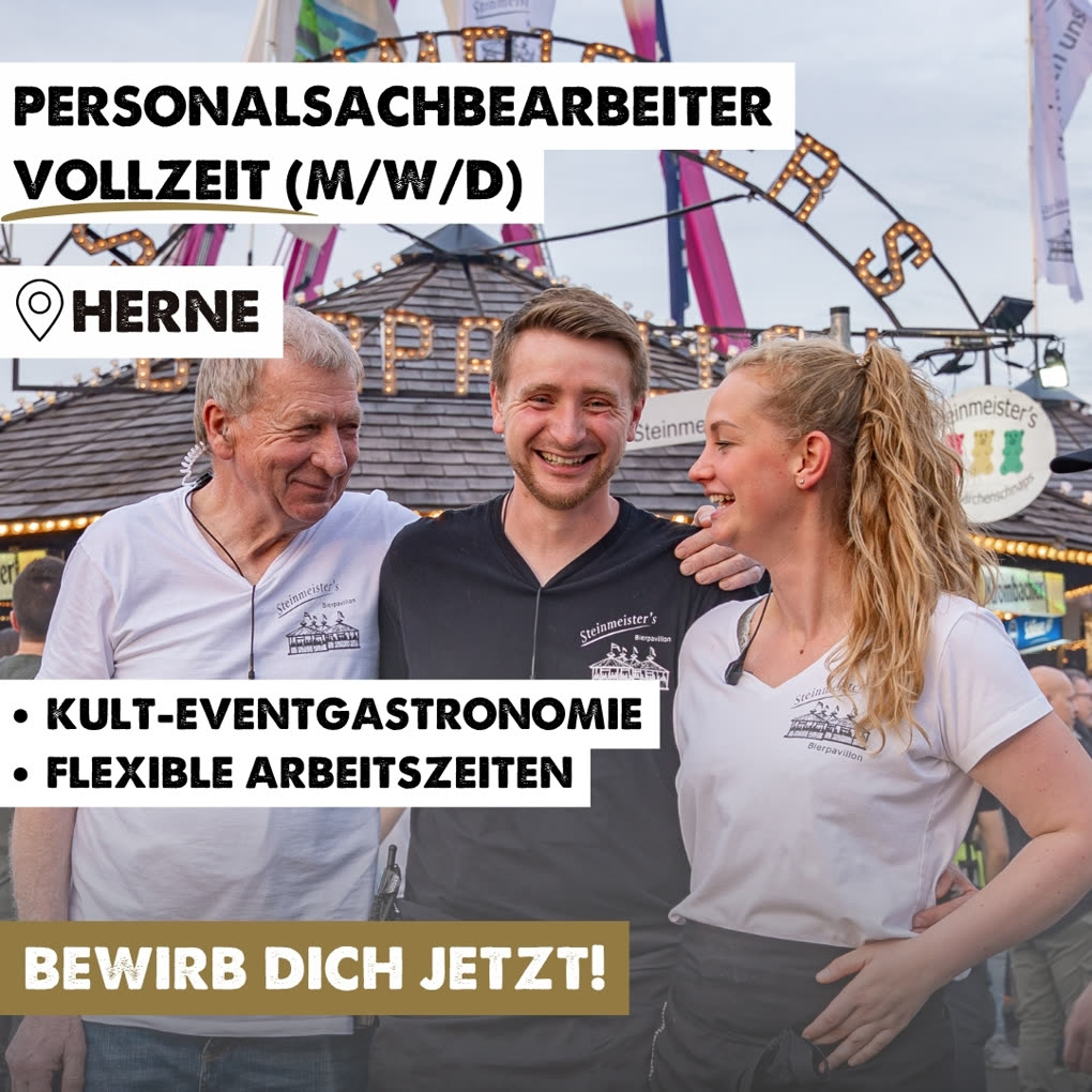 Recruiting-Anzeige von Steinmeister’s Bierpavillon: Personalsachbearbeiter (m/w/d) in Vollzeit in Herne, flexible Arbeitszeiten